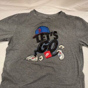 Nike Gray T-Shirt with Blue and Red Graphic